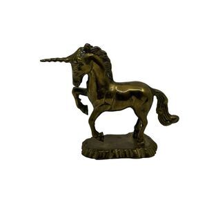 Vintage Figurine Brass Unicorn Horse Fantasy Mystical Magical  Decor 5.5"